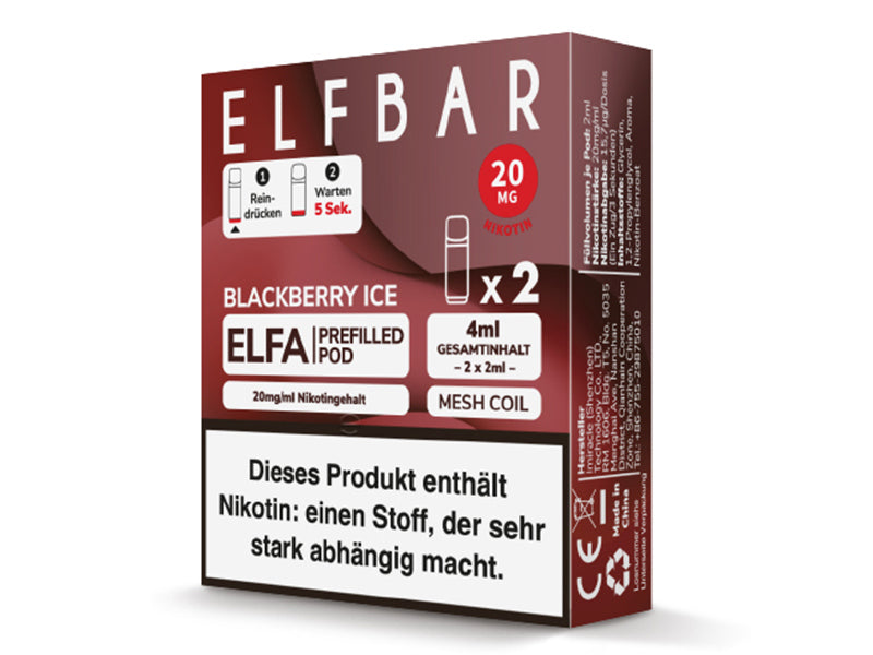 ELFBAR ELFA Prefilled Pod - Blackberry Ice (Brombeere, Eis) - 20mg - 2er Set
