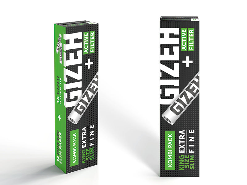 Gizeh Black King Size Slim + Active Filter Black 6mm 16 Hefte je 34 Blatt + 16 Tips