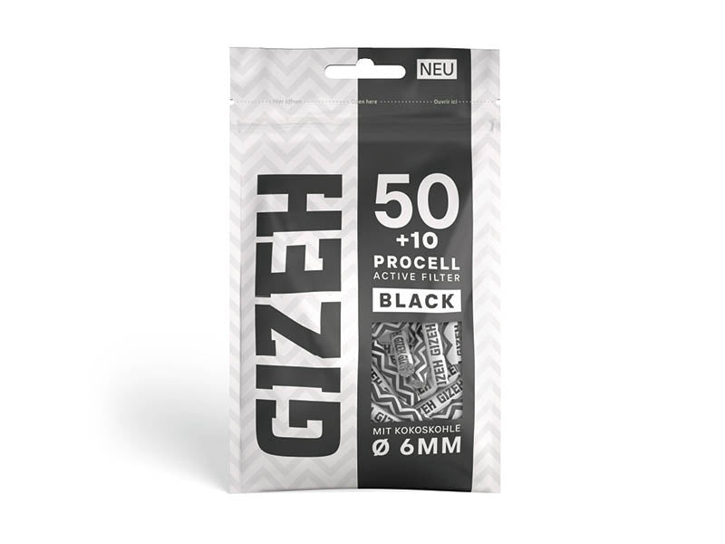 Gizeh Active Filter Black 6mm, 50 + 10 Procell Active Filter