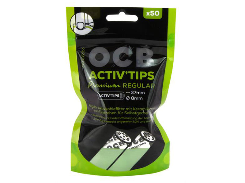 OCB Filter Tips R egular - Aktivkohlefilter; Ø 8 mm; 50 Stück