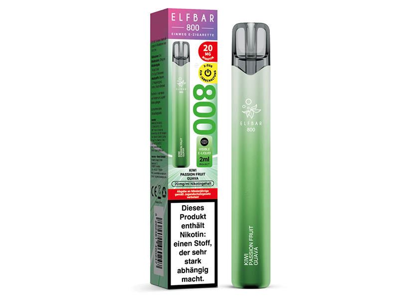 ELFBAR 800 - "Kiwi Passion Fruit Guava" (Kiwi, Passionsfrucht, Guave) - E-Shisha - 20 mg - 800 Züge