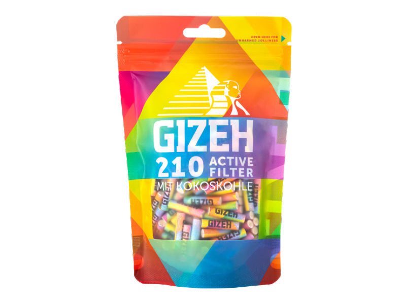 Gizeh Active Filter Rainbow mit Kokoskohle, 6mm, 210er Beutel