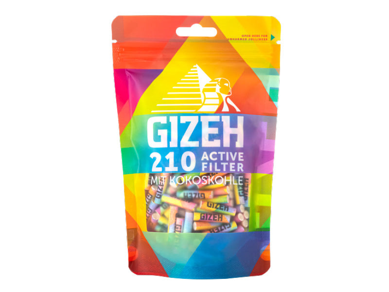 Gizeh Active Filter Rainbow mit Kokoskohle, 6mm, 210er Beutel