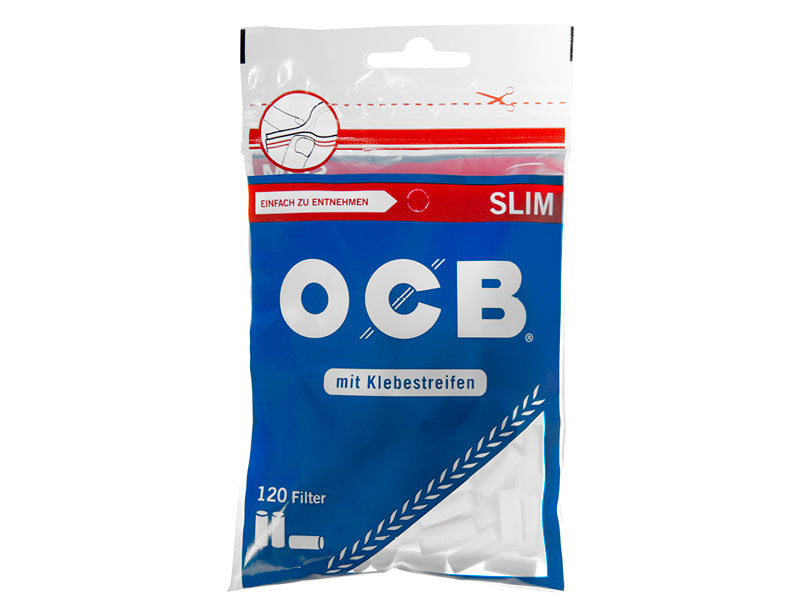 OCB Filter Slim 6mm, mit Klebestreifen, 10 Beutel je 120 Filter