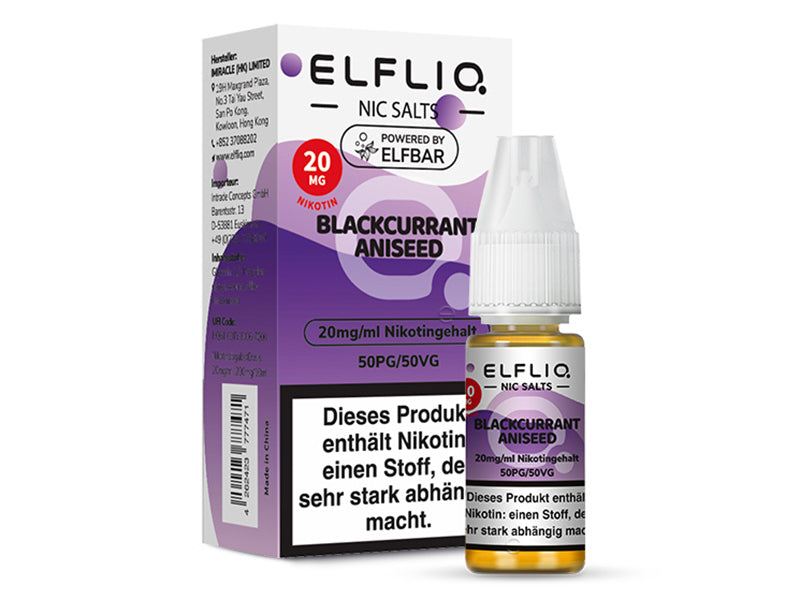 ELFBAR Elfliq - Blackcurrant Aniseed (Schwarze Johannisbeere Anis) - Liquid - 20 mg/ml - 10 ml