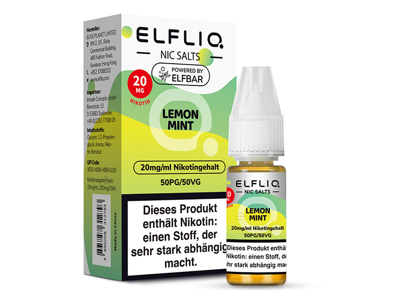 ELFBAR Elfliq - Lemon Mint (Zitrone, Minze) - Liquid - 20 mg/ml - 10 ml