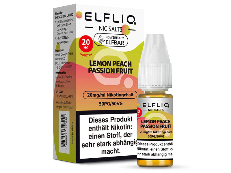 ELFBAR Elfliq - Lemon Peach Passion Fruit (Zitrone, Pfirsich, Passionsfrucht) - Liquid - 20 mg/ml - 10 ml