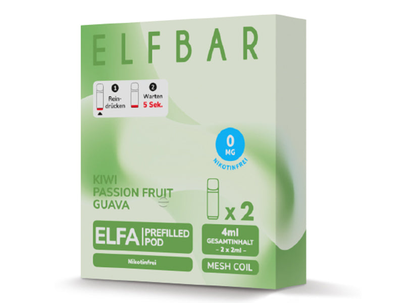 ELFBAR ELFA Prefilled Pod - Kiwi Passionfruit Guava (Kiwi, Passionsfrucht, Guave) - 0mg - 2er Set