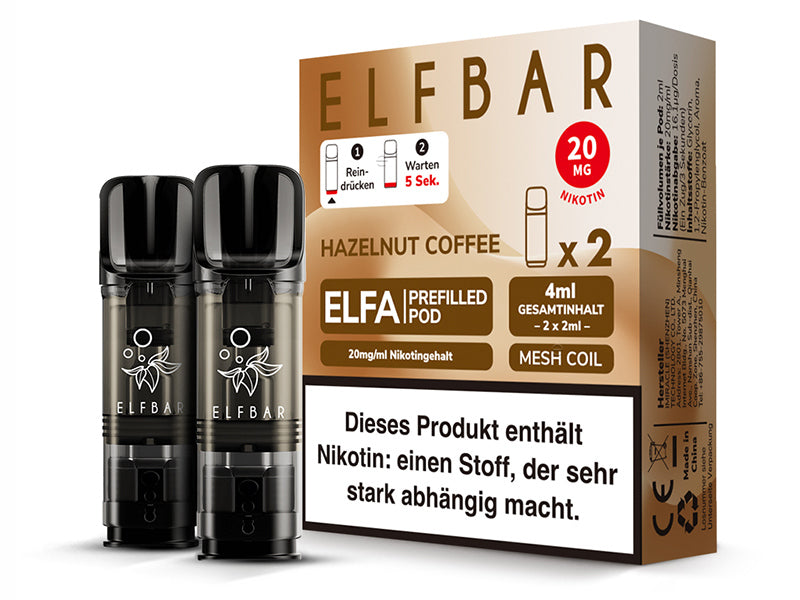 ELFBAR ELFA Prefilled Pod - Hazelnut Coffee (Haselnuss, Kaffee) - 20mg - 2er Set