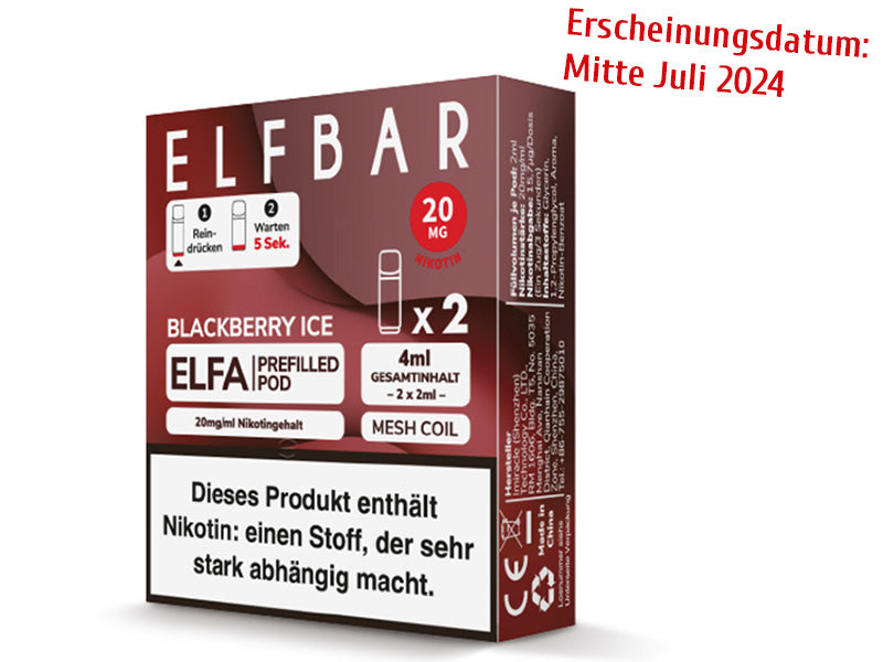 ELFBAR ELFA Prefilled Pod - Blackberry Ice (Brombeere, Eis) - 20mg - 2er Set