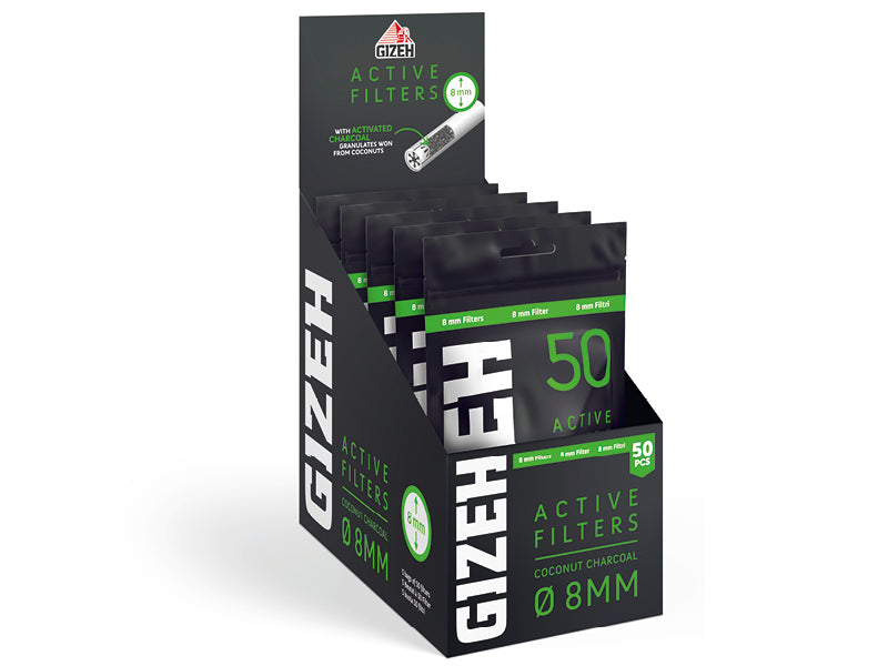 Gizeh Active Filter Black 8mm, 50 Stück